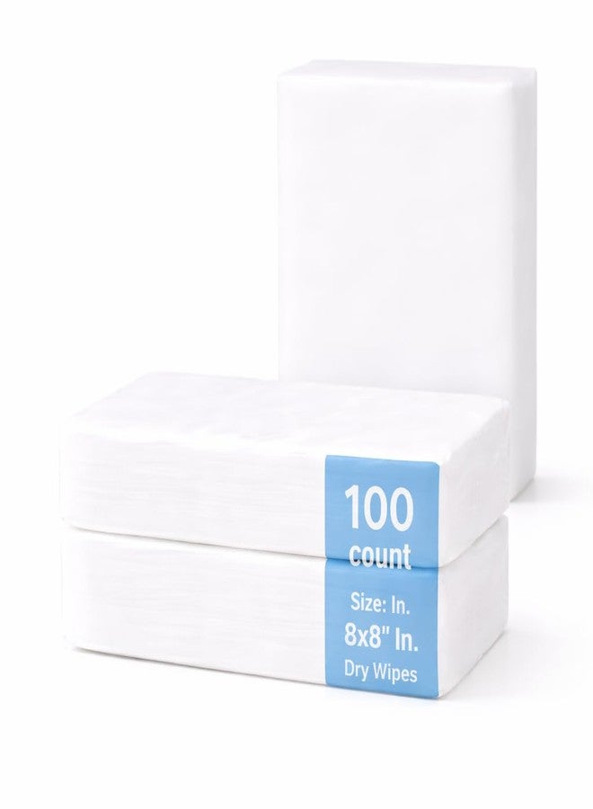 PIRU 100 Count (8"x8" Inches) Ultra Soft Non Woven Disposable Face Cleaning Cloth, Beauty Towel, Dry Wipe, Durable for Cleansing, Facial, Makeup Removal, Multipurpose Tissue Napkin - Image 1