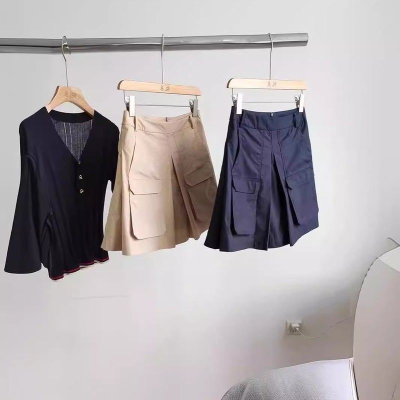 Women's High-Waist A-Line Wide-Leg Cargo Skort with Pockets - 2026 Summer - Image 2