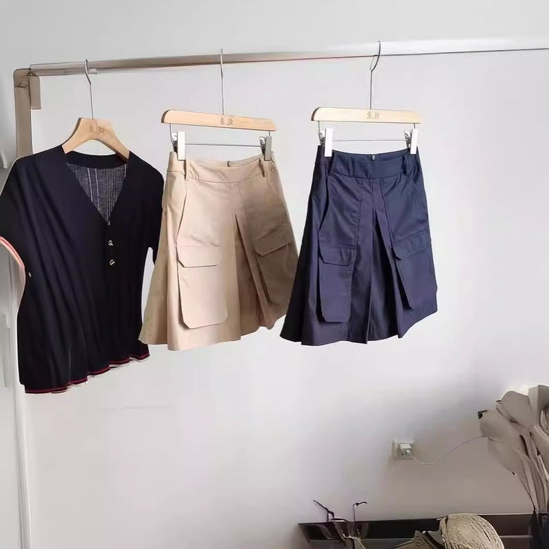 Women's High-Waist A-Line Wide-Leg Cargo Skort with Pockets - 2026 Summer - Image 4