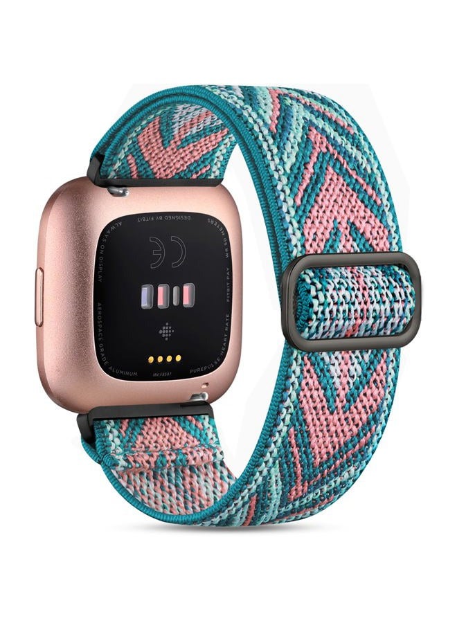 Witzon Stretchy Band Compatible with Fitbit Versa Watch Bands, Soft Breathable Nylon Sport Strap Replacement Wristbands for Women & Men, Green Arrow - Image 1