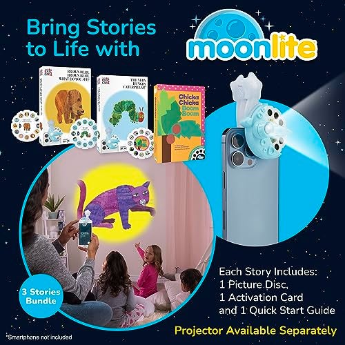 Moonlite Storytime 3 Storybook Reels Set Eric Carle The Very Hungry Caterpillar Brown Bear Chicka Chicka Boom Boom Digital Stories Early Learning Gifts for Kids Projector Sold Separately - Image 5