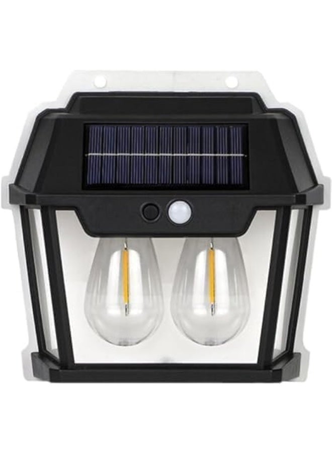 مصباح شمسي مع بطارية 1800 مللي أمبير للحائط - مقاوم للماء IP65 مع حساس حركة وضوء دافئ لتزيين الحديقة والفناء - Image 1