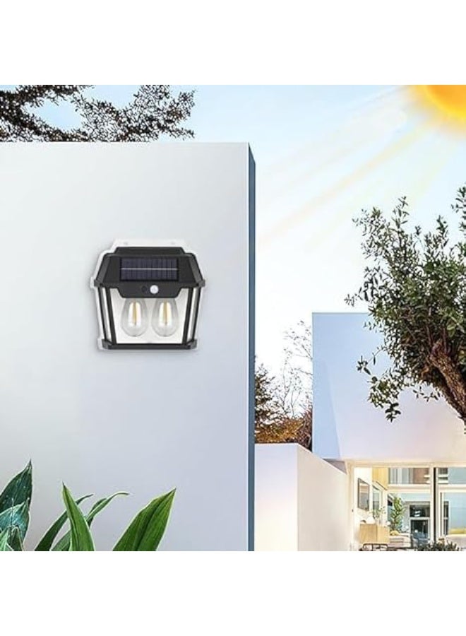 مصباح شمسي مع بطارية 1800 مللي أمبير للحائط - مقاوم للماء IP65 مع حساس حركة وضوء دافئ لتزيين الحديقة والفناء - Image 4
