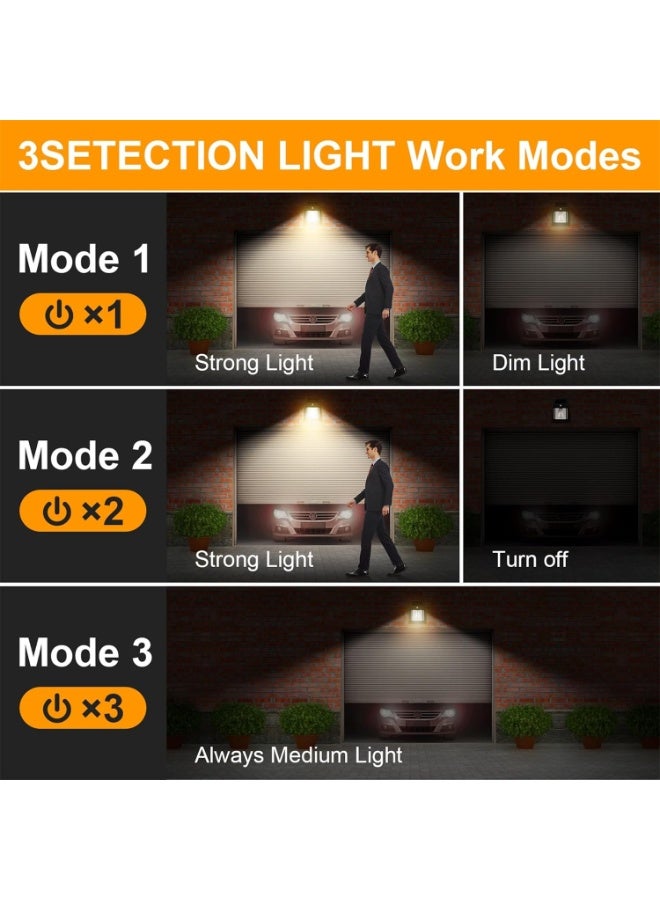 مصباح شمسي مع بطارية 1800 مللي أمبير للحائط - مقاوم للماء IP65 مع حساس حركة وضوء دافئ لتزيين الحديقة والفناء - Image 5