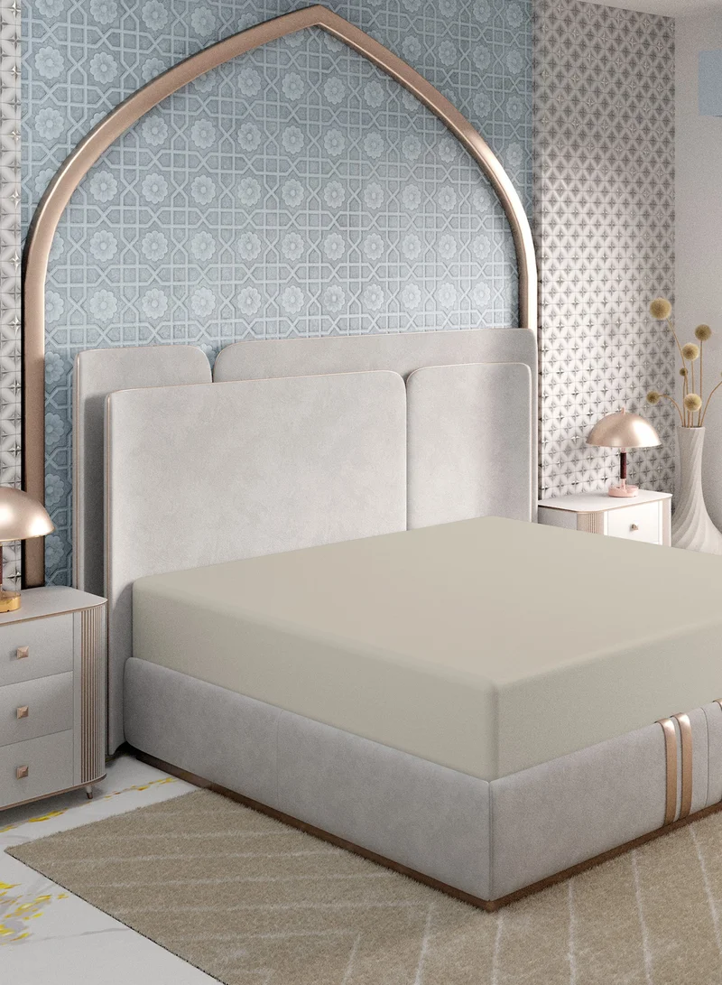 كولور سينس ملاءة سرير سادة مقاس سوبر كينج قطن بيج  سم