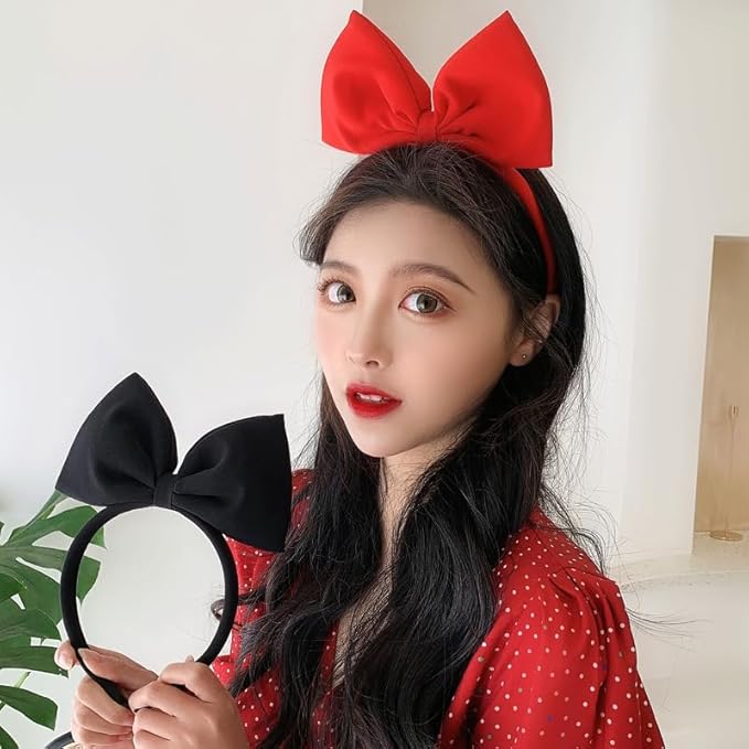 Quupy Bow Headbands Large Bowknot Headdress Christmas Costume Accessories Party Hair Accessories for Women and Girls Daily Decoration Photograph PropsBlack
