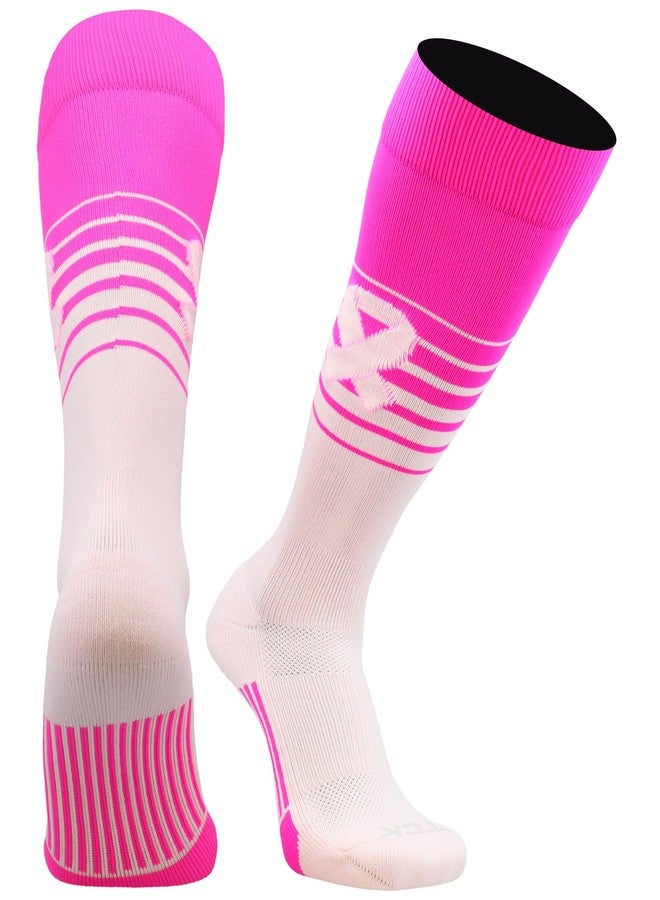 TCK Breaker Aware Breast Cancer Awareness Socks (Pink/Hot Pink, Large) - Pink/Hot Pink,Large - Image 1