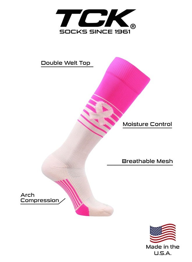 TCK Breaker Aware Breast Cancer Awareness Socks (Pink/Hot Pink, Large) - Pink/Hot Pink,Large - Image 3