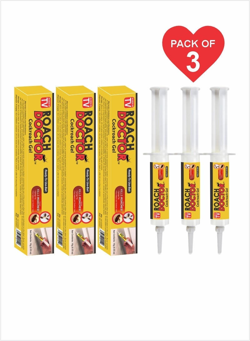 Roach Doctor Gel Bait - Powerful Cockroach Control for Indoor & Outdoor Use Pack Of 3