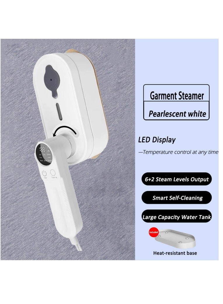 جهاز بخار الملابس مع شاشة LED، جهاز بخار ملابس صغير للسفر، 1200 واط، تسخين سريع خلال 10 ثوانٍ، 6 مستويات بخار، سعة 120 مل، للاستخدام الرطب والجاف.  - Image 1