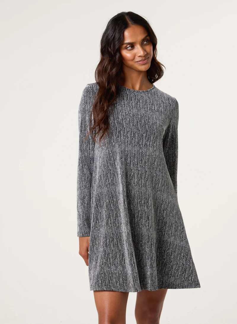 Blue Vanilla Metallic Diamante Swing Dress