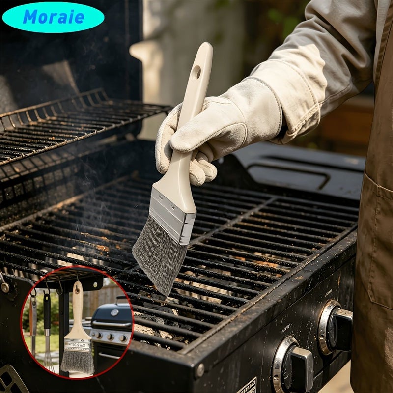 Wooden Handle Wire Brush Set 1PC Small Brush 2PCS Spatulas Cleaning Stove Grease Rust - Image 5