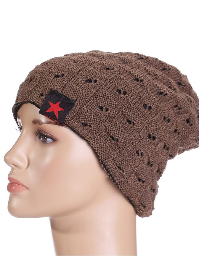 Loquat Five-pointed Star Hollow Double-sided Wear Warm Knit Hat 