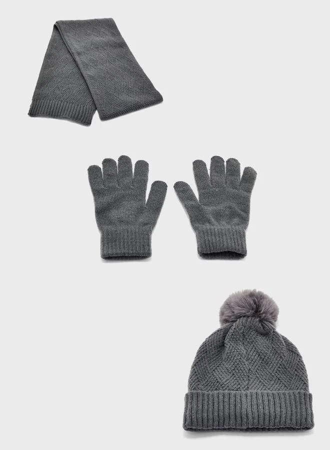 Ginger Winter Beanie,Glove & Scarf Set