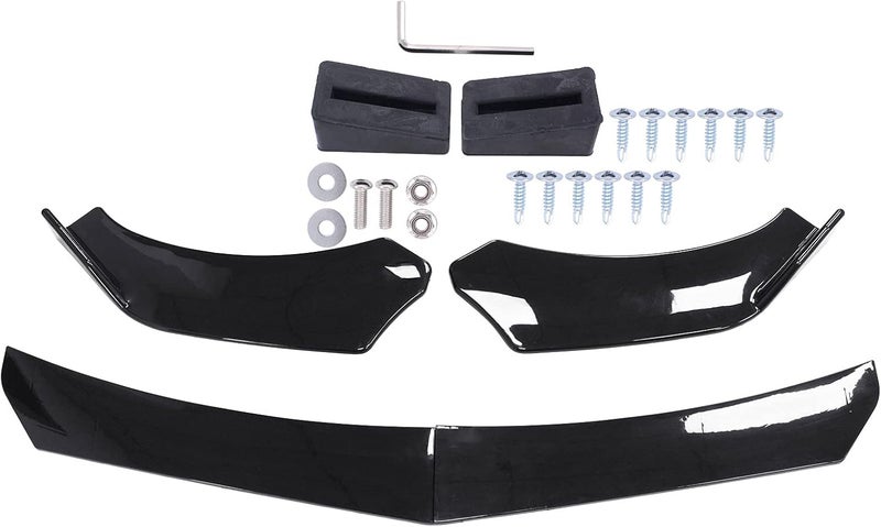 HouYeen Car Front Bumper Lip Spoiler Universal Protection Splitter Body Kit Gloss Black - Image 1