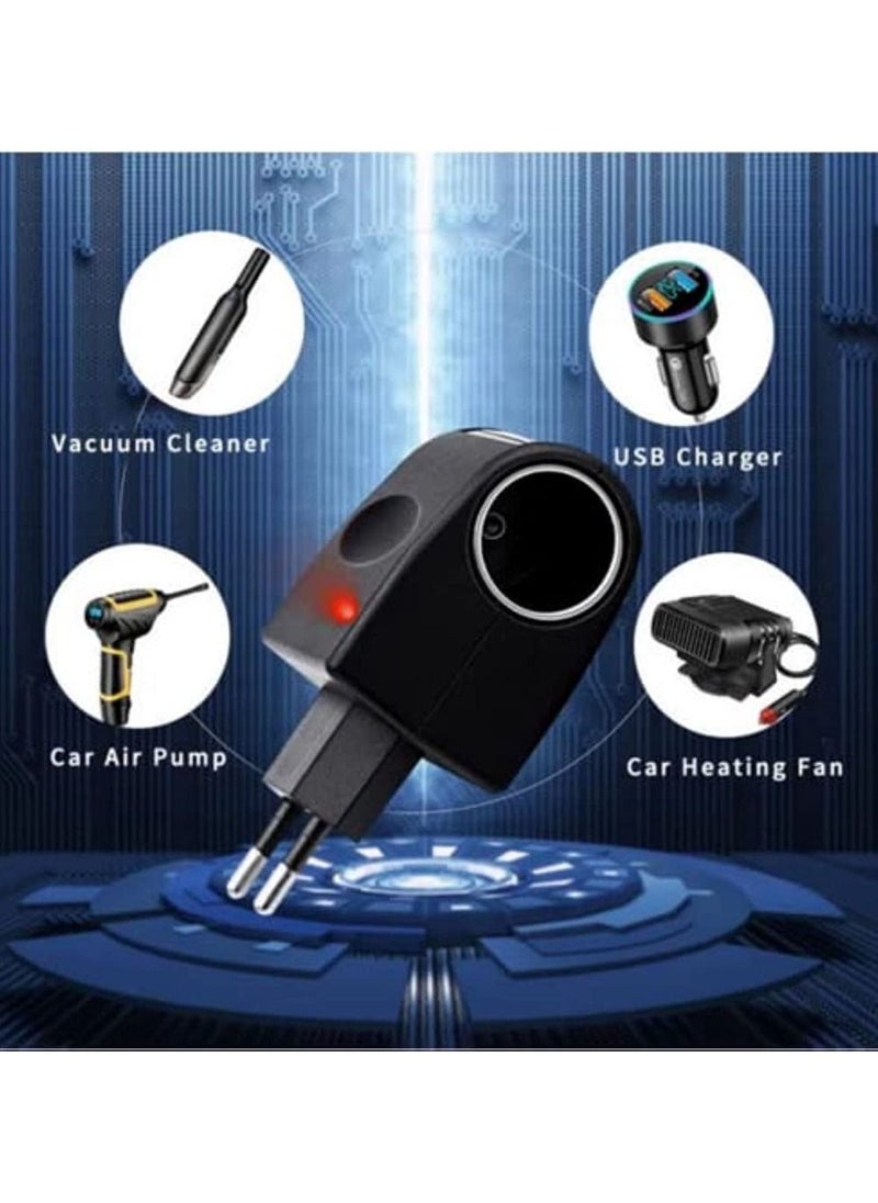 Generic - AC 220V To DC 12V EU Plug Converter Car Cigarette Lighter Adapter Wall Power Socket Adapter Converter Car Accessories Items - Image 1