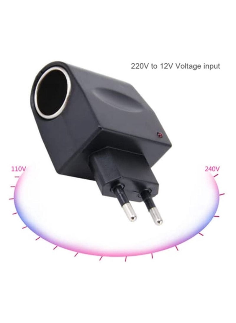 Generic - AC 220V To DC 12V EU Plug Converter Car Cigarette Lighter Adapter Wall Power Socket Adapter Converter Car Accessories Items - Image 1
