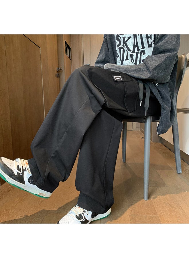 Dingfengbaoluo American-style Casual Cargo Pants For Men, Autumn Loose-fitting Height-increasing Versatile Trousers Qf23 Black 4XL - Image 2