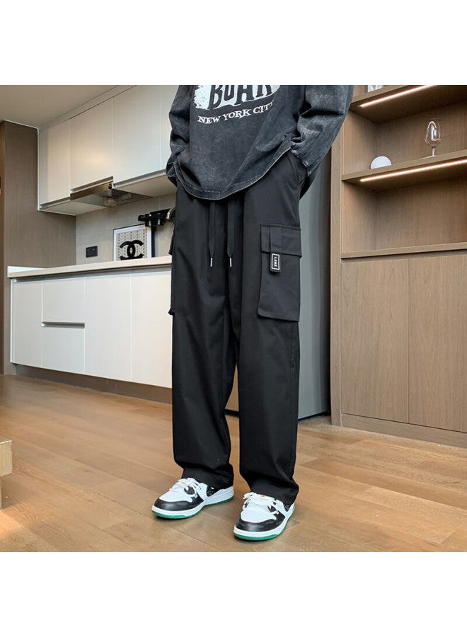 Dingfengbaoluo American-style Casual Cargo Pants For Men, Autumn Loose-fitting Height-increasing Versatile Trousers Qf23 Black 4XL - Image 4