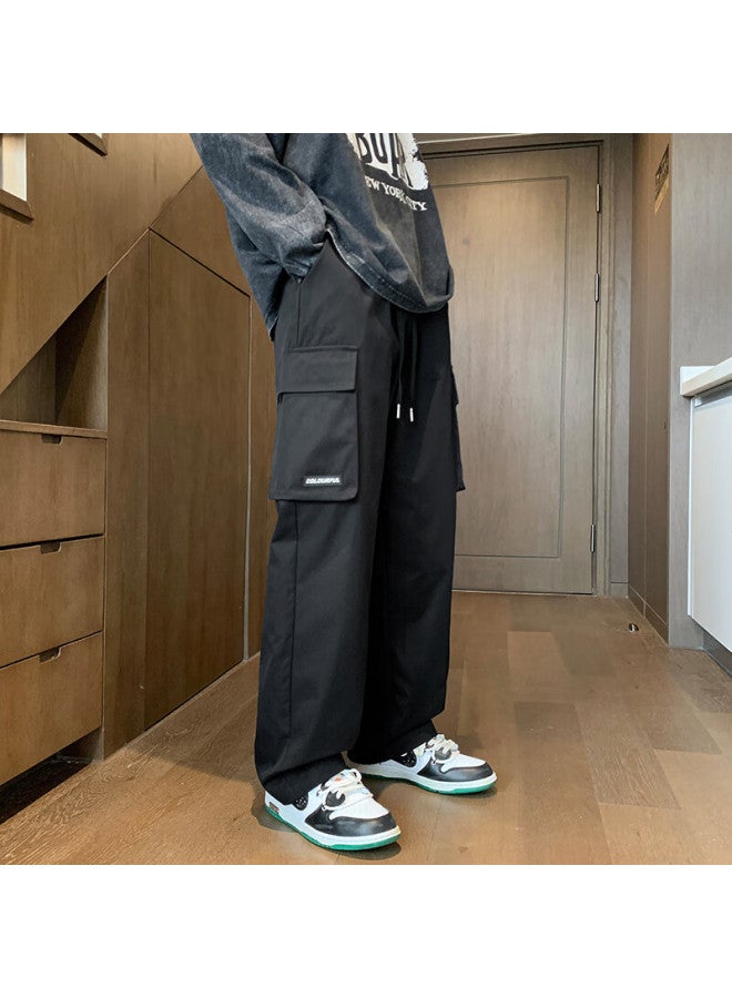 Dingfengbaoluo American-style Casual Cargo Pants For Men, Autumn Loose-fitting Height-increasing Versatile Trousers Qf23 Black 4XL - Image 3