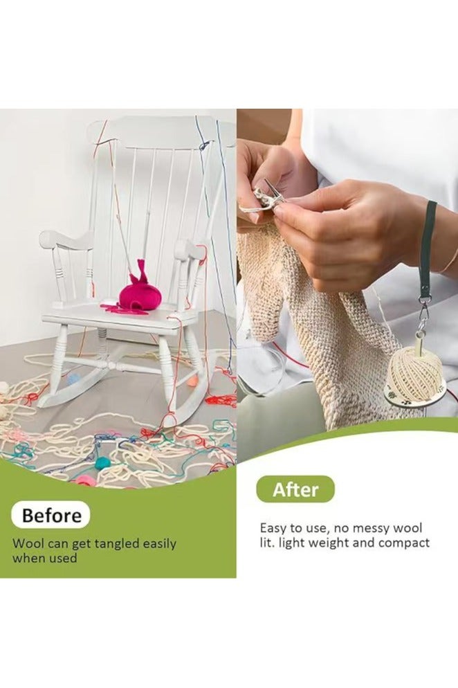 حامل خيوط معصم محمول مع حزام معصم حامل خيوط الكروشيه ملحقات الحياكة مع حزام معصم حامل خيوط خشبي مع حزام معصم - Image 4