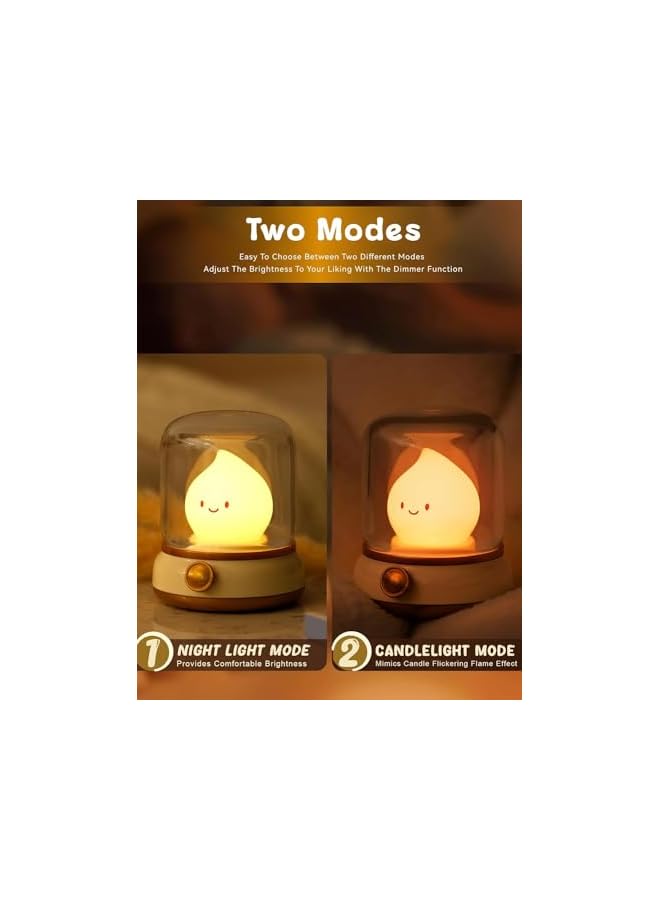 The Bros Cute Kerosene Lamp,Silicone Flame Amber Light,Adjustable Dimmable Rechargeable Night Light for Boys,Girls,Teenager Kids Bedroom - Image 3