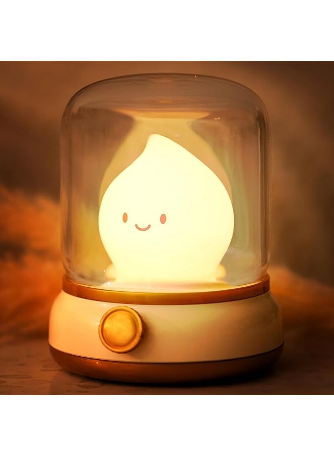 The Bros Cute Kerosene Lamp,Silicone Flame Amber Light,Adjustable Dimmable Rechargeable Night Light for Boys,Girls,Teenager Kids Bedroom - Image 1
