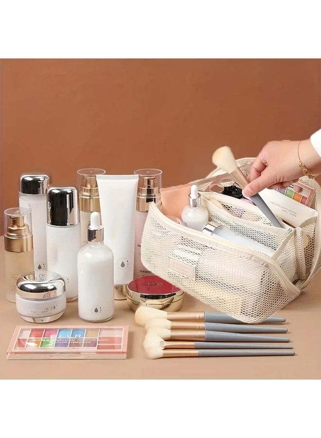 حقيبة منظم مستحضرات التجميل ذات 3 طبقات شبكية سوداء قابلة للحمل لتخزين أدوات السفر مع سحاب - Image 2