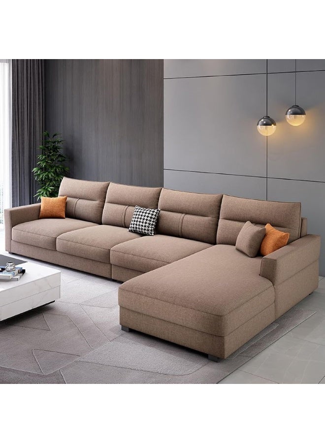 Generic Modern L-Shaped Living Room Sofa with Chaise and Concealed Support (Coffee Brown, LEFT BED)  - Image 1