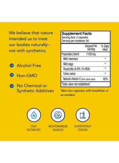 North American Herb & Spice Royal Power 120 Capsules Royal Jelly Concentrate Healthy Energy Response Natural Source Of Vitamins Fortified With Rosemary & Sage Nongmo 60 Servings  - Image 5