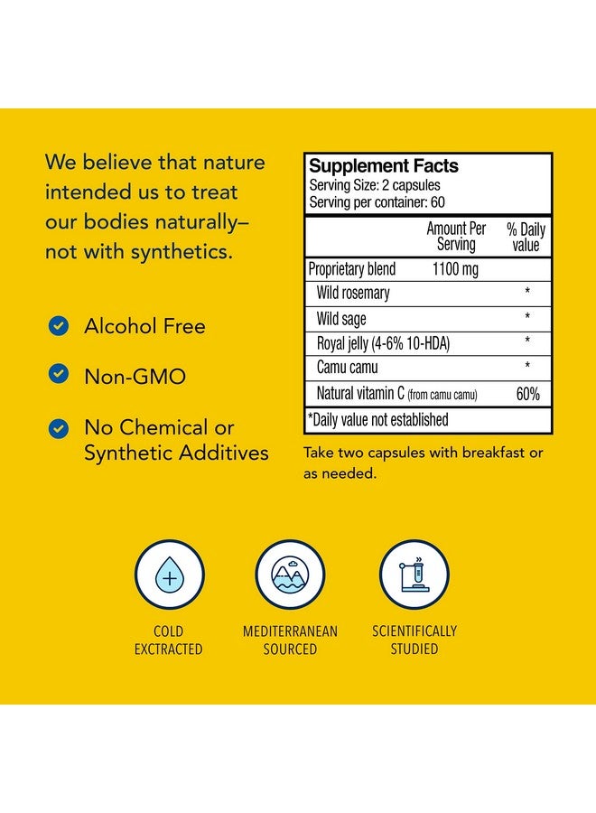 North American Herb & Spice Royal Power 120 Capsules Royal Jelly Concentrate Healthy Energy Response Natural Source Of Vitamins Fortified With Rosemary & Sage Nongmo 60 Servings - Image 5