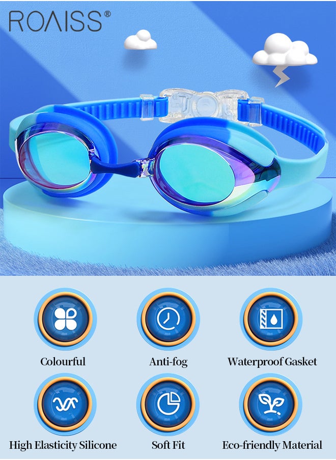 3Pcs  Kids Swimming suit, Waterproof and Fog-proof High-definition Electroplated UV-proof Silicone Swim Goggles, Cartoon High-elastic Soft Swimming Cap with Earplugs, Suitable for children aged 2-12, Teenagers Swimming Pool and Beach
