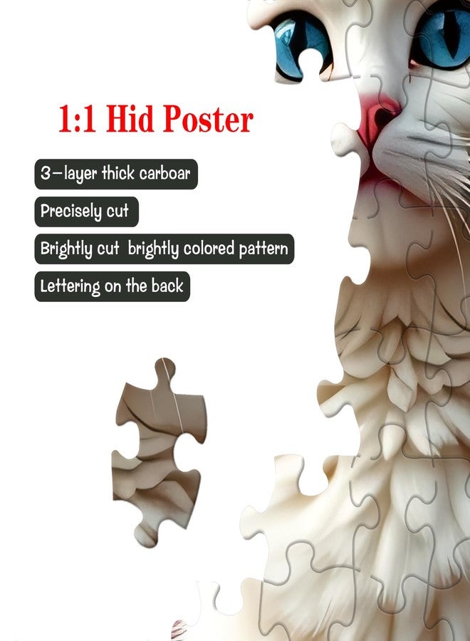Cafly Jigsaw Puzzles for Adults 1024 Pieces - Challenging Fun Puzzles Stunning Art Wall Decor, Gift for Adult Puzzle Lovers, Family Game, Flowers & White Cat - Image 3