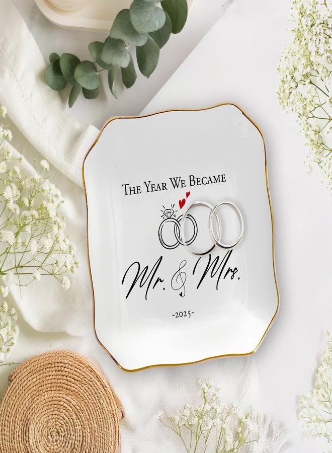 OASSIE Mr & Mrs Gifts for Couple - 4"x4" Porcelain Jewelry Dish Tray - Image 4