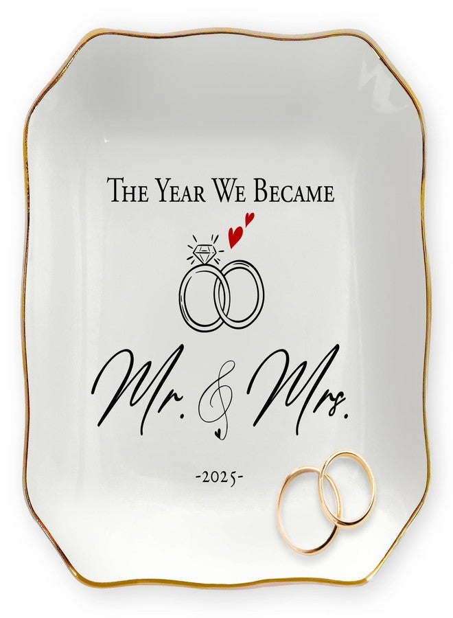 OASSIE Mr & Mrs Gifts for Couple - 4"x4" Porcelain Jewelry Dish Tray - Image 1