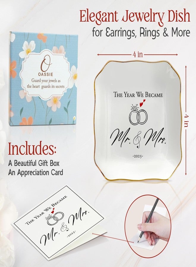 OASSIE Mr & Mrs Gifts for Couple - 4"x4" Porcelain Jewelry Dish Tray - Image 3
