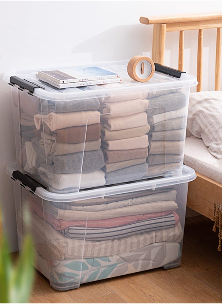 CityRiya-Long - Storage Bins Clear Storage Box Stackable Storage Containers 52.5*38*32.5cm Ultra Latch Box Closet Organizers Plastic Storage Bin with Lid Storage Boxes for Organizing Toys, Clothes, Office - Image 1