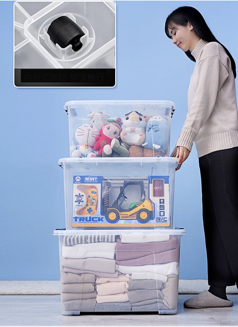 CityRiya-Long - Storage Bins Clear Storage Box Stackable Storage Containers 52.5*38*32.5cm Ultra Latch Box Closet Organizers Plastic Storage Bin with Lid Storage Boxes for Organizing Toys, Clothes, Office - Image 1