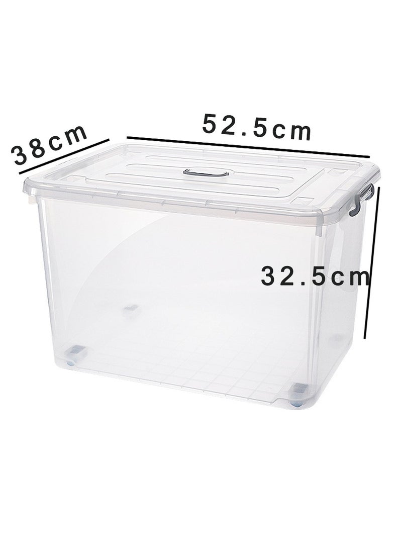 CityRiya-Long - Storage Bins Clear Storage Box Stackable Storage Containers 52.5*38*32.5cm Ultra Latch Box Closet Organizers Plastic Storage Bin with Lid Storage Boxes for Organizing Toys, Clothes, Office - Image 1
