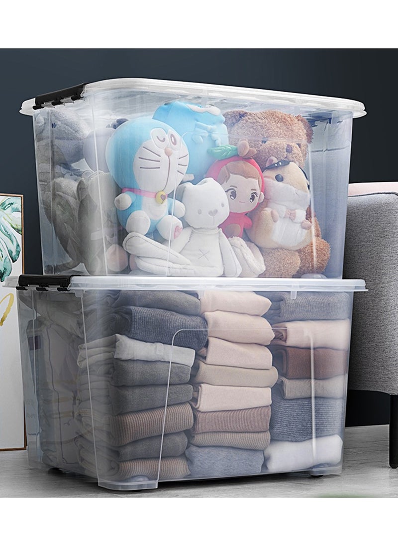 CityRiya-Long - Storage Bins Clear Storage Box Stackable Storage Containers 52.5*38*32.5cm Ultra Latch Box Closet Organizers Plastic Storage Bin with Lid Storage Boxes for Organizing Toys, Clothes, Office - Image 1