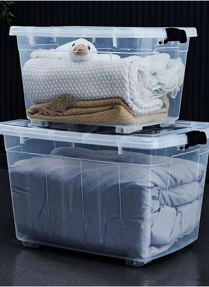 CityRiya-Long - Storage Bins Clear Storage Box Stackable Storage Containers 52.5*38*32.5cm Ultra Latch Box Closet Organizers Plastic Storage Bin with Lid Storage Boxes for Organizing Toys, Clothes, Office - Image 1