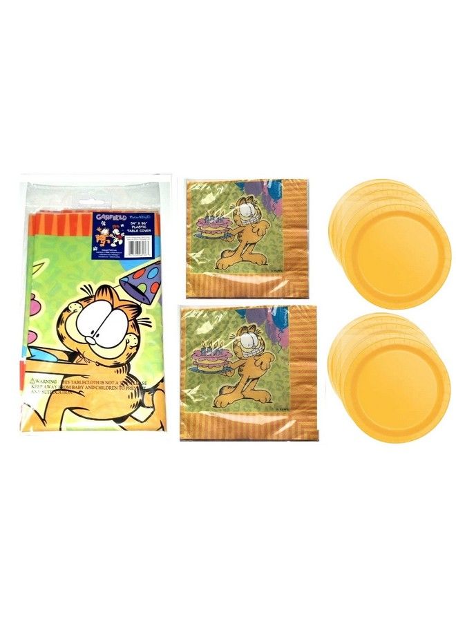 Unique Garfield Birthday Party Supplies Bundle For Party Of 16 Includes Plates Napkins Table Cover (Bundle For 16) - Image 1