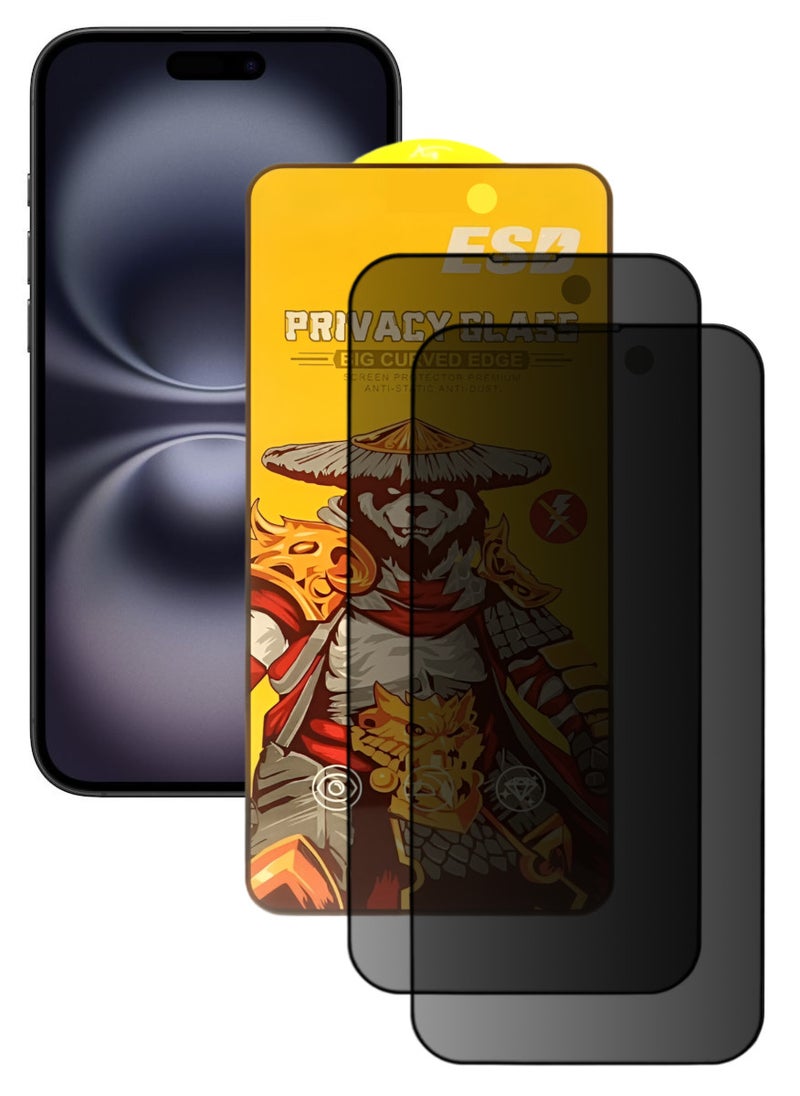 ESD 2 Pieces Tempered Dustproof Privacy Glass Screen Protector Compatible For iPhone 16 Plus - Image 1