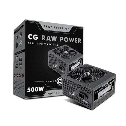CIRCLE COMPLETE TECHNOLOGY Circle CG RAW Power 500 WATTS Gaming Power Supply/PSU - Non-Modular | 80 Plus White Certified | 120mm Fan | with Active PFC, Flat Black Cables | 500 Watt - Image 2