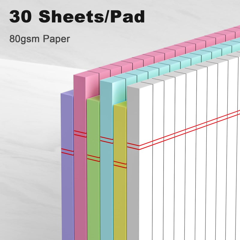 AILZFEI Small Note Pads 5X8"" - 6 Vibrant Colors Notepad  College Ruled  30 Sheets Each | Perfect For Work  School & Creative Notes! Legal Pads 5 X 8 Perforated Narrow Ruled Pads Of Paper (Multicolor 6) - Image 3