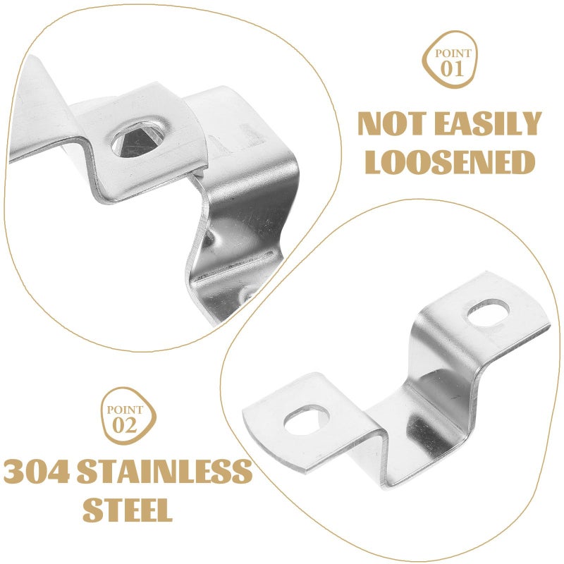Stainless Steel U Shaped Tube Clamps 20x20mm Heavy Duty Pipe Mounting Brackets 6pcs - Image 4