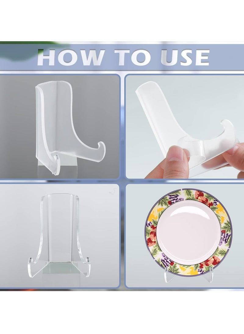2 Pieces Acrylic Plate Holder Picture Stands Easels Display Stands Table Top Holder(3.5 x 3.5 x 4.5 Inch)
