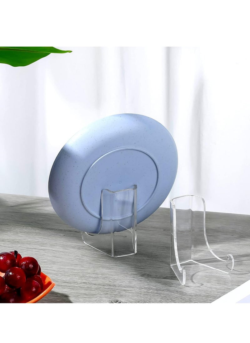 2 Pieces Acrylic Plate Holder Picture Stands Easels Display Stands Table Top Holder(3.5 x 3.5 x 4.5 Inch)