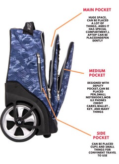Wires Kids School Trolley Bag laptop compartment Big Wheels With Lunch bag & Pencil Case  - Image 4