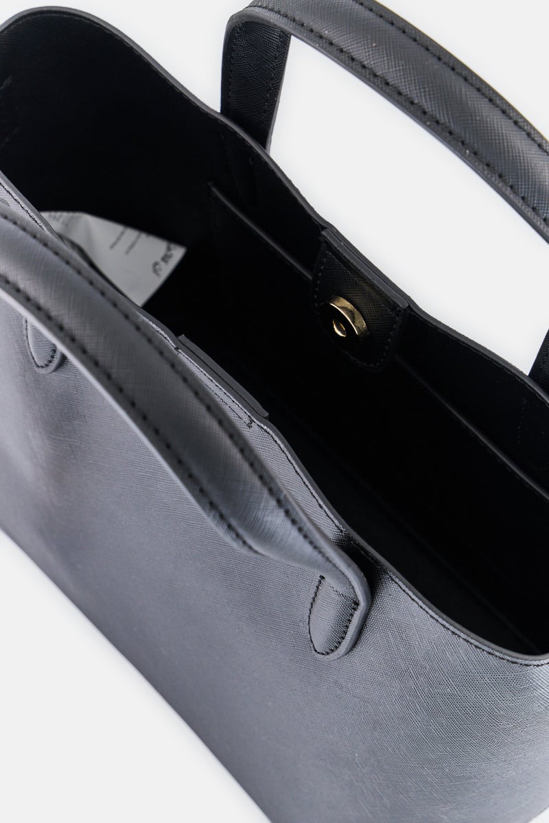ANNE KLEIN Women Hardware Logo Bonded Mini Tote Bag, Black  - Image 4